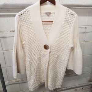 J.Jill Cream Medium Wool Alpaca Sweater Cardigan